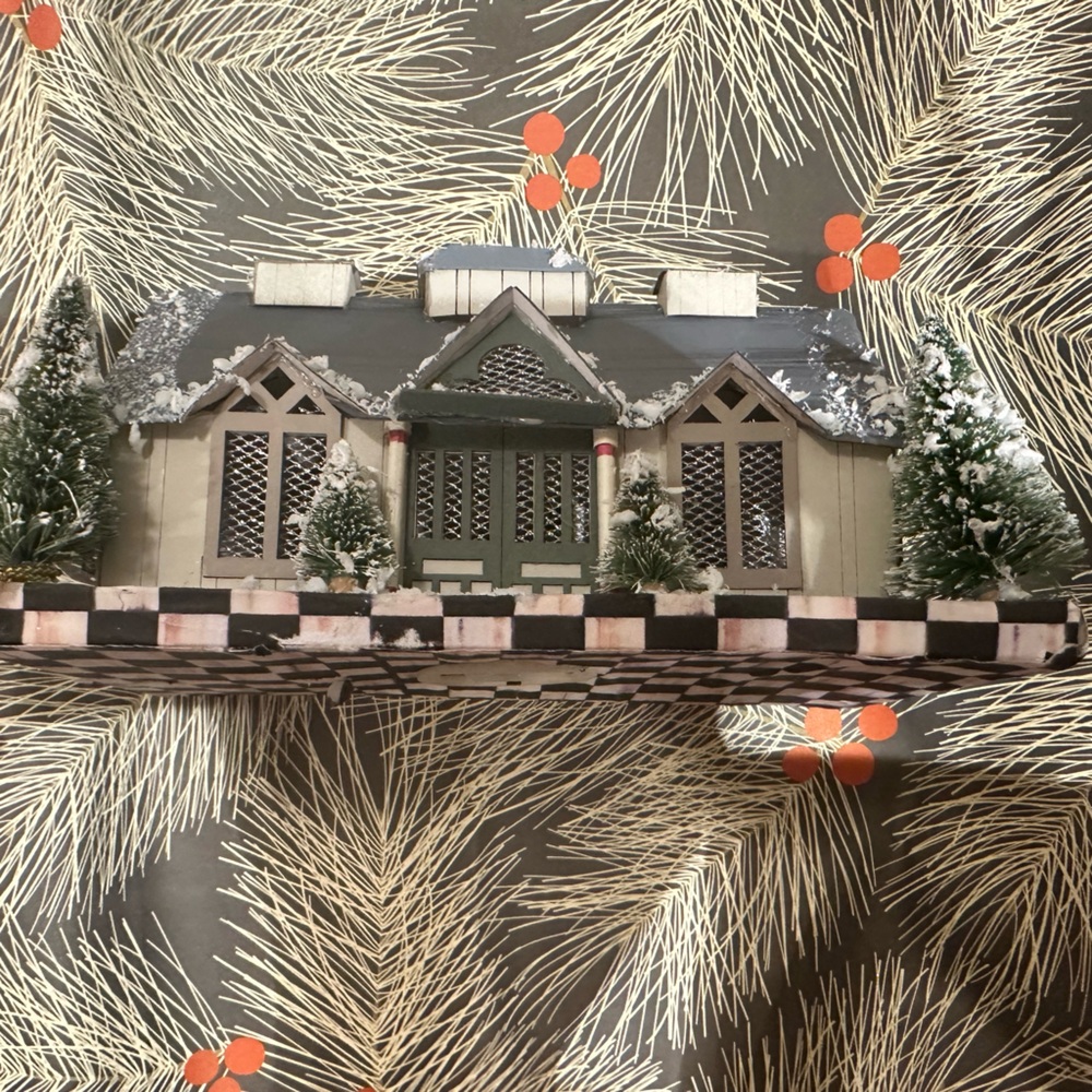 Mackenzie Childs paper house with hens